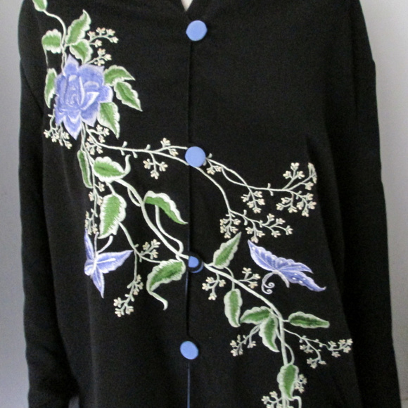 Evolution by Kembali Black Jacket New Floral Trim - Picture 3 of 4